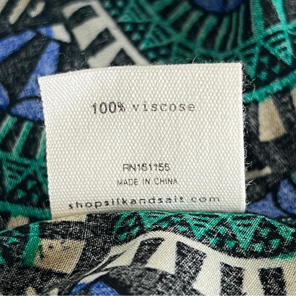 Printed V-Neck Midi Dress in Teal and Navy - Picture 10 of 10